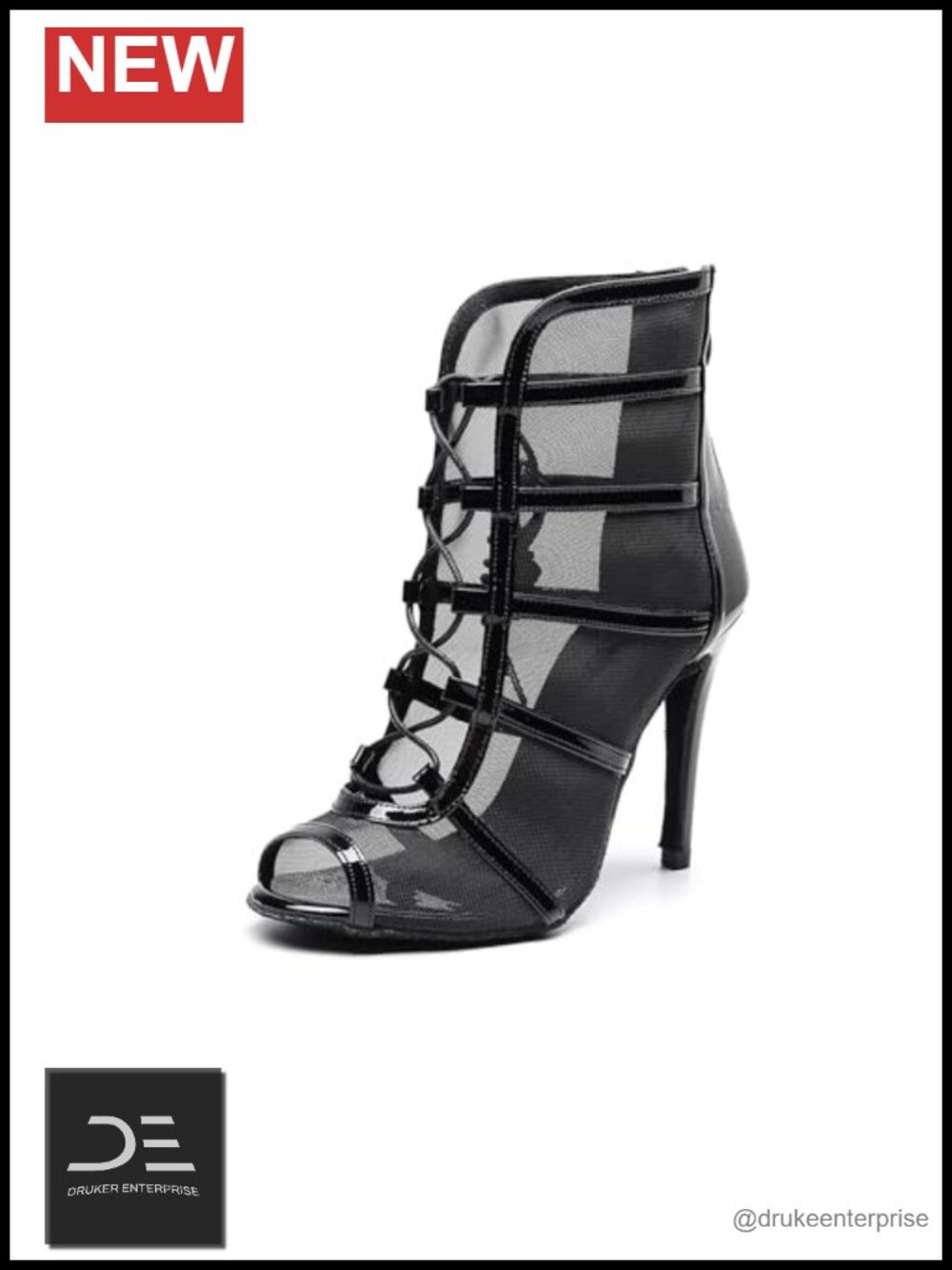 Women's Latin Dance Boots Lace-up Open Toe Ballroom Salsa Shoes